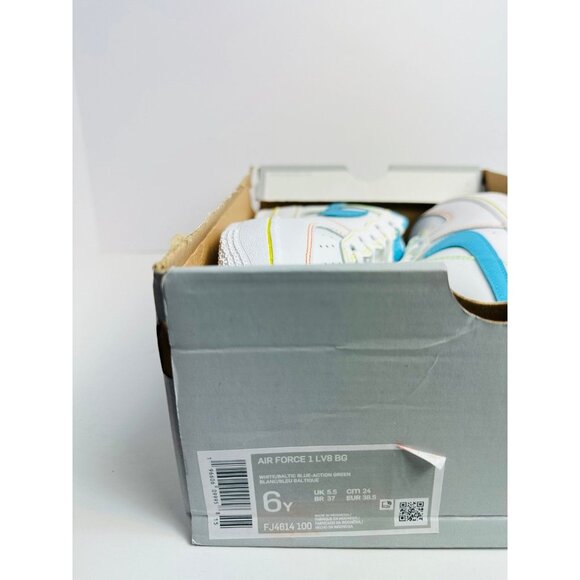 6Y | FITS 7.5 WOMEN'S NIKE AIR FORCE ONE AF1 WHITE BLUE SNEAKERS FJ4614-100 - Picture 8 of 8